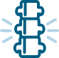 Illustration of the spine to depict that ATTR-CM is associated lumbar spinal stenosis, pain or numbness in the lower back or legs due to narrowing of the lower spine.