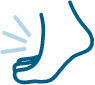 Illustration of a foot with peripheral neuropathy which is a decreased or strange tingling sensation or pain in the toes and feet and can be associated with ATTR-CM