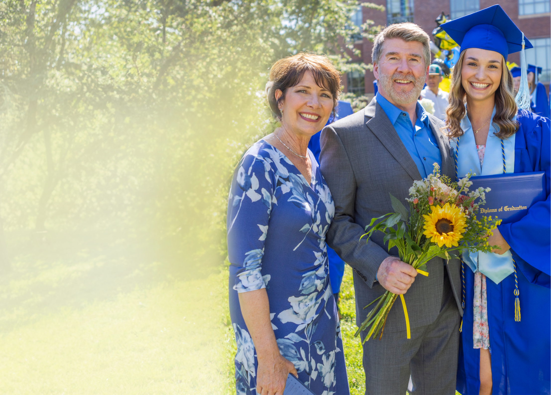 Actor portrayal of family at daughter's graduation